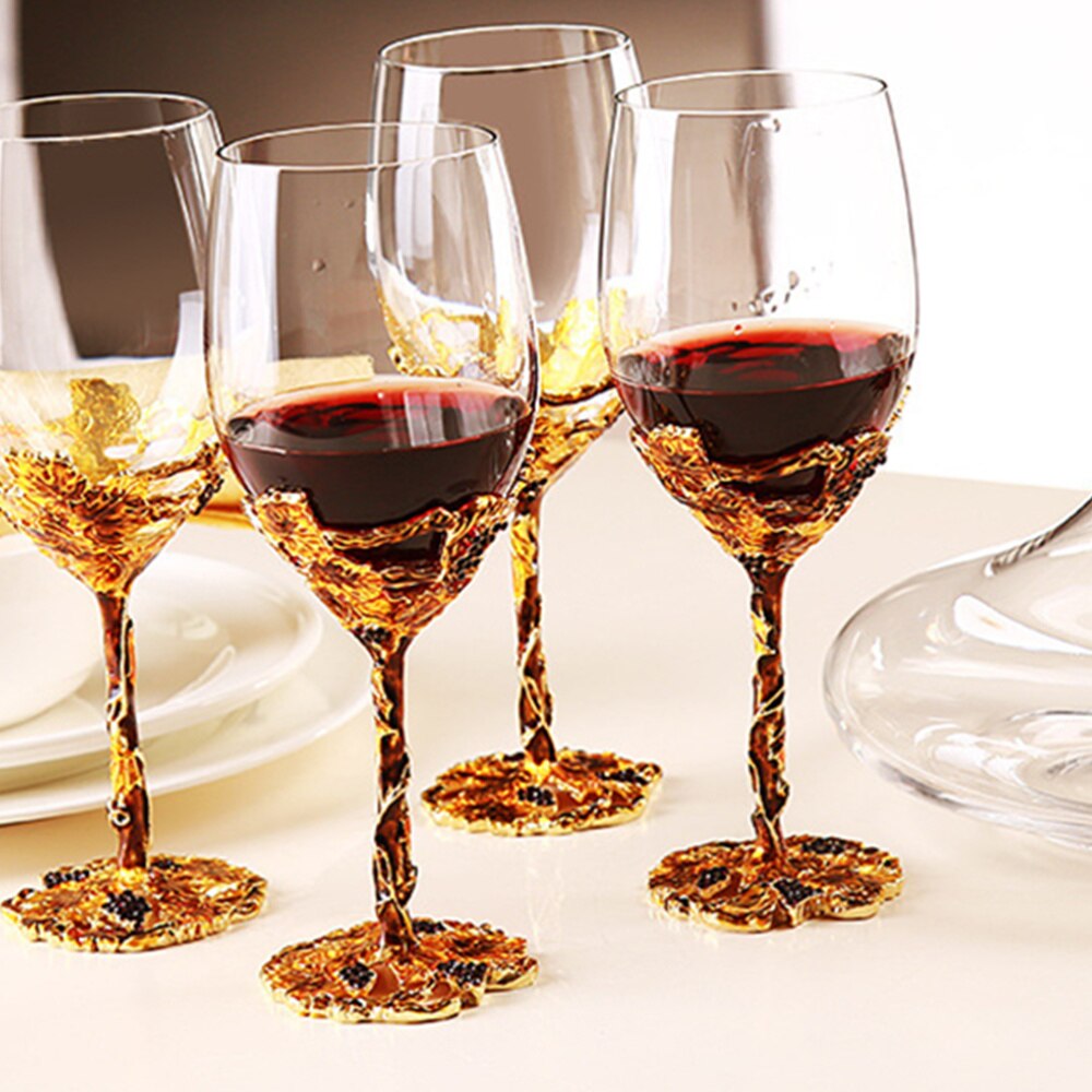 Krystall vin begerglass emaljert glass kopp hjem beger bar vin beholder