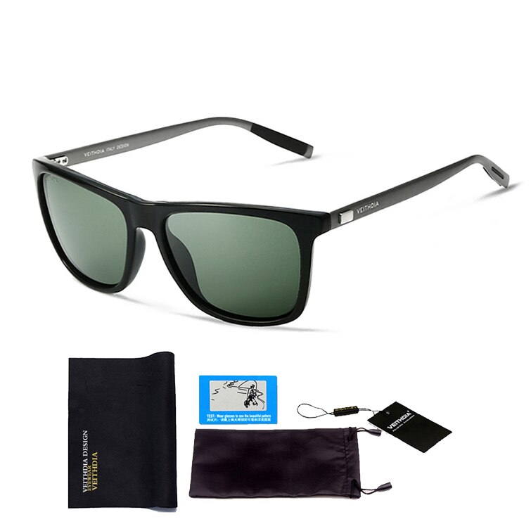 Veithdia mærke unisex retro aluminium +tr90 firkantede solbriller polariseret linse vintage brille tilbehør solbriller til mænd/kvinder: Grøn