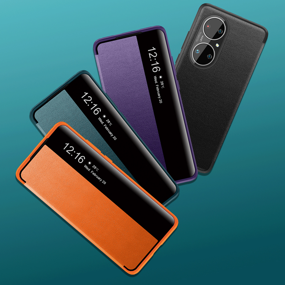 Smart Wake Up Sleep Flip Cover Side View Leather Case For Huawei P30 P40 Pro+ Plus P50 60 Pro Automatic Magntic Suction