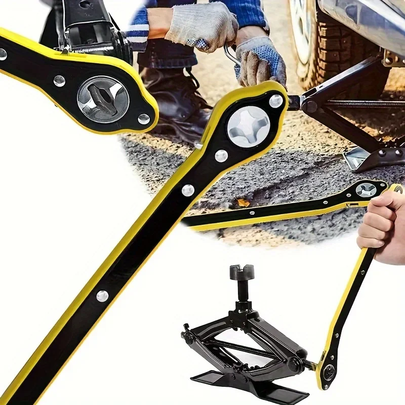 Llave de elevación de gato para coche, herramientas de mango de ahorro de trabajo de doble uso, herramientas de reparación de llave de gato Universal, accesorios