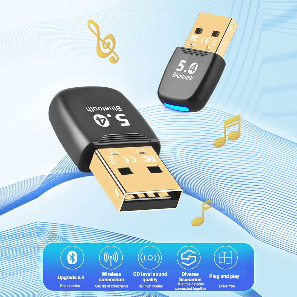 Usb bluetooth 5.4 adaptador receptor de áudio música transmissor para pc alto-falante portátil soundbox mouse sem fio transmissor usb