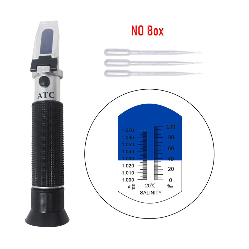 Optical Salometer Salinity Refractometer Meter 0-10% 1.000-1.070SG for Marine Aquaculture Food Salt Tester: NO BOX