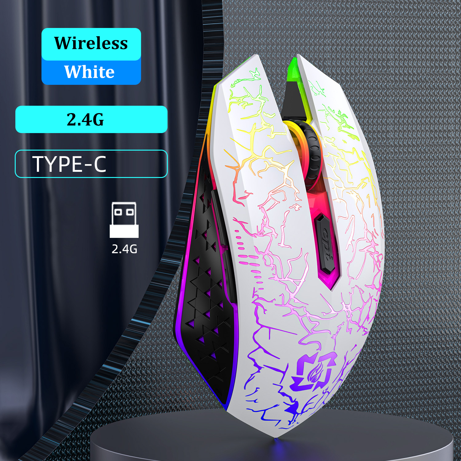 Bluetooth 5.2 Maus RGB 2,4G Drahtlose Maus Dual-Modus Gaming Maus 6 Tasten Stille Maus Für MacBook Tablet Laptops Computer: Lila