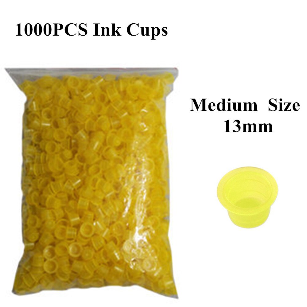 Medium Size 13mm 1000 Stuks Geel Plastic Tattoo Ink Cap Cups Supply
