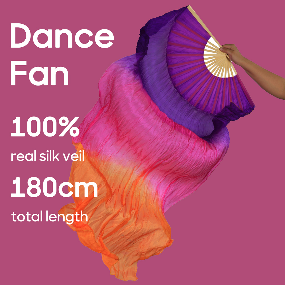 Wachlarz robić Tańca Brzucha Damski 100% Jedwab Prawdziwy Woale Składany Wachlarz Rekwizyty robić Ćwiczeń Tańca Akcesoria robić Występów Scenicznych Strój Taneczny