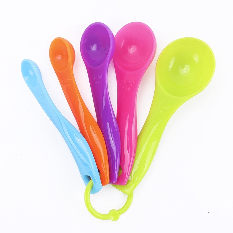 5PCS Small Measuring Spoon Stackable Plastic Measure Scoop Measure Teaspoon for Liquid Small Teaspoon Coffee Sugar Scoop