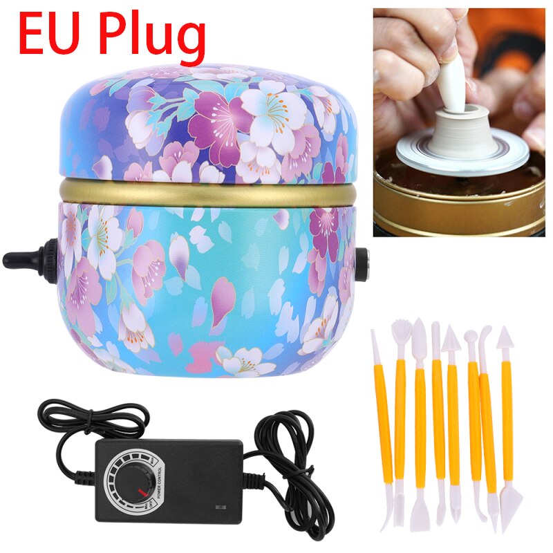 Mini Ceramic Machine Electric Pottery Machine Pottery Wheel Ceramic Machine Pottery DIY Machine for Kids Children US/UK/EU Plug: HGZMM0040EU00