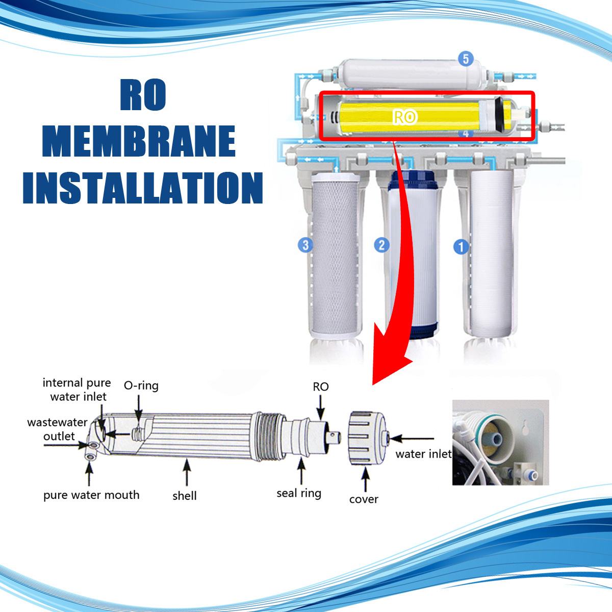 50/75/100/125/300/400g omvendt osmose system ro membran udskiftning vandfilter renser hjem køkken drikke behandlingn