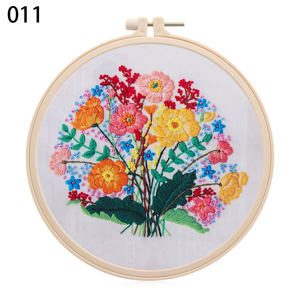 Kruissteek Borduurwerk Starter Kit, WOWDECOR Roze Madeliefje Bloemen Muis 11CT Gestempelde DIY DMC Handwerk Gemakkelijk Beginners