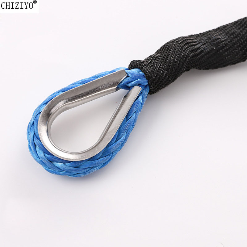 15m 5mm/6mm Rescue Tow Rope Towing Winch Cable Rope String Line Synthetic Fiber 5500lbs/7700lbs for ATV UTV Car SUV