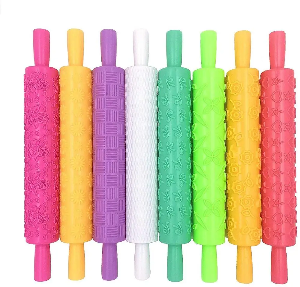 Kakdekoration med präglade kavel texturerad non-stick fondant bakverk glasyr lera degrulle köksredskap bakning