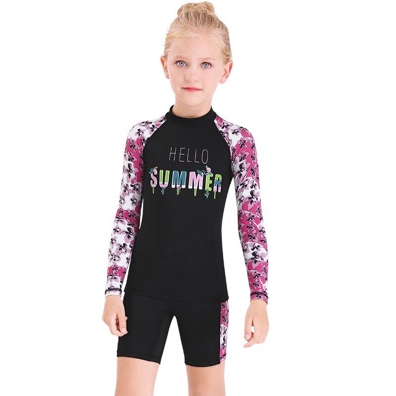 Piger dykkerhud surf badedragt todelt badetøj lycra langærmet våddragt rash guard surfing scuba surfing dragt badedragt sun uv