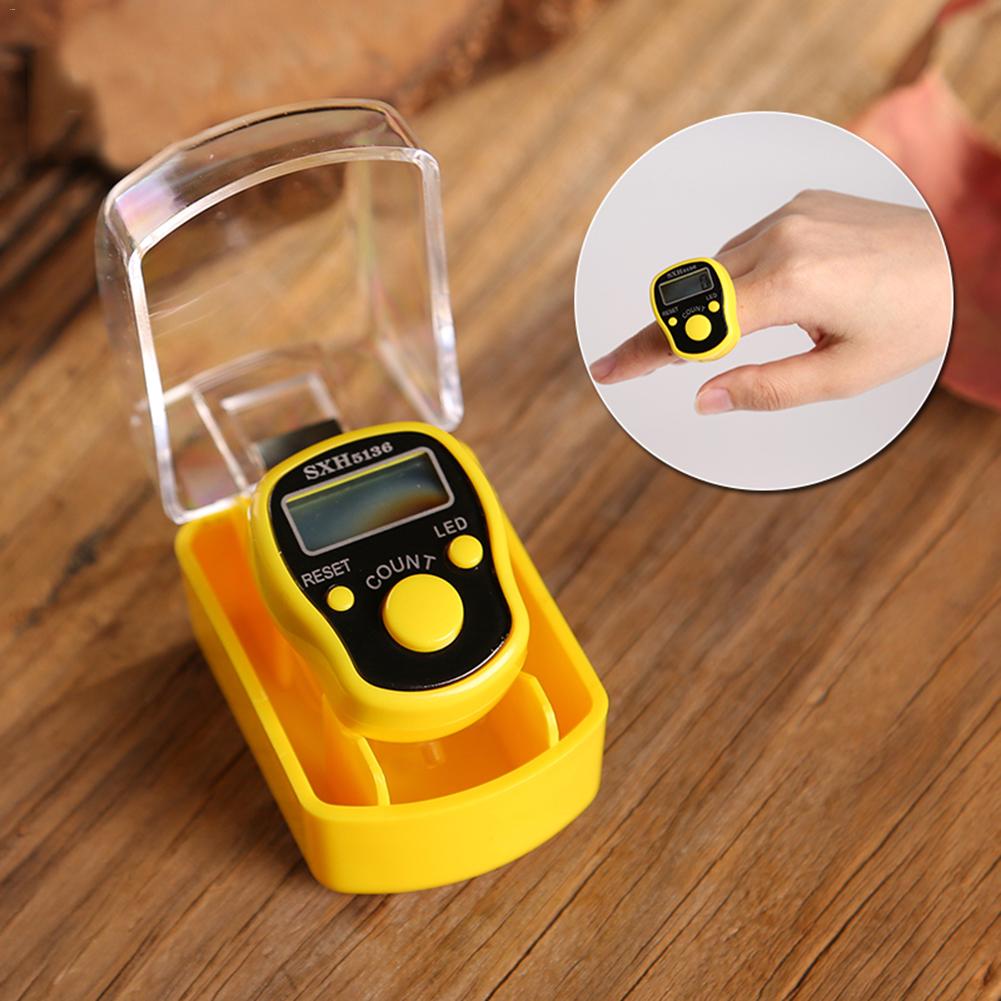 Mini marcador de punto contador de dedo de fila LCD pantalla eléctrica digital con luz LED para Buda rezando herramienta para tejer punto de costura