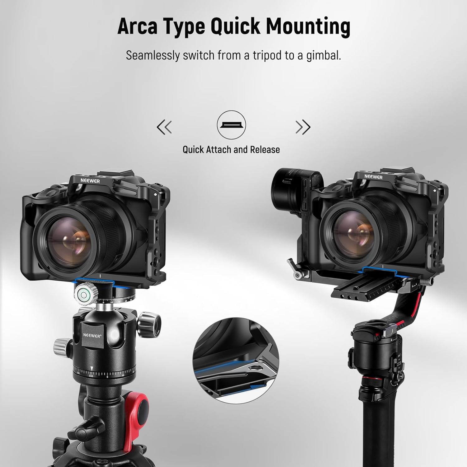 NEEWER R50 Camera Cage Compatible with Canon EOS R50 Aluminum Video Rig with NATO Rail 1/4" Threads 3/8" ARRI Holes Rig