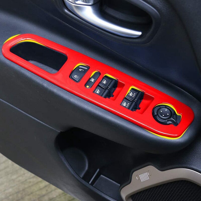 til jeep overløper vindusløfter bryterpanel innredning tilbehør, abs rød 4 stk