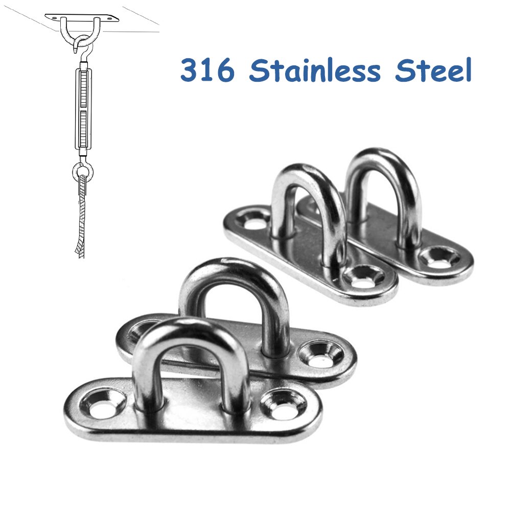 4 pezzi M5 Heavy Duty Pad Eye Plate 304 in acciaio inox oblungo Eye Pad piastra parete soffitto amaca ganci gancio con viti