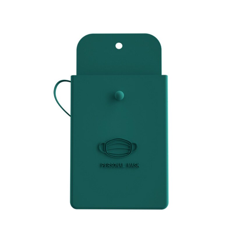 Silicone Mask bag Portable Face Mask Holder Storage Box students Reusable Facemask Storage bag Mask Bag Dustproof Face Mask Case: Darkgreen