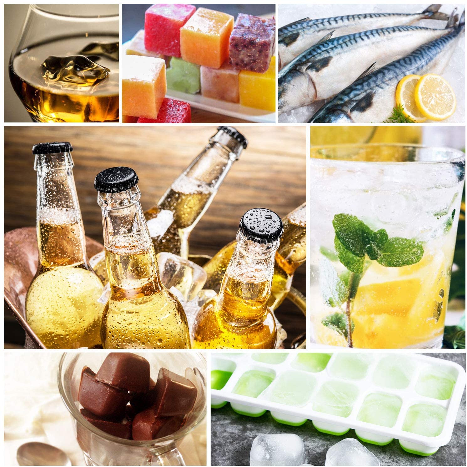 Neue Silikon Eis Würfel Tablett 14 Würfel DIY Eiswürfel Hersteller Schimmel Mit Abnehmbaren Deckel für Eis Partei Whiskey Cocktail Kaltes Getränk