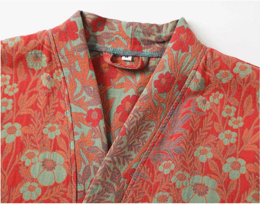 Katoenen bedrukte damesbadjas voor lente en herfst Pyjama's Thuiskleding Multi kleuren Sneldrogende badjassen Dames