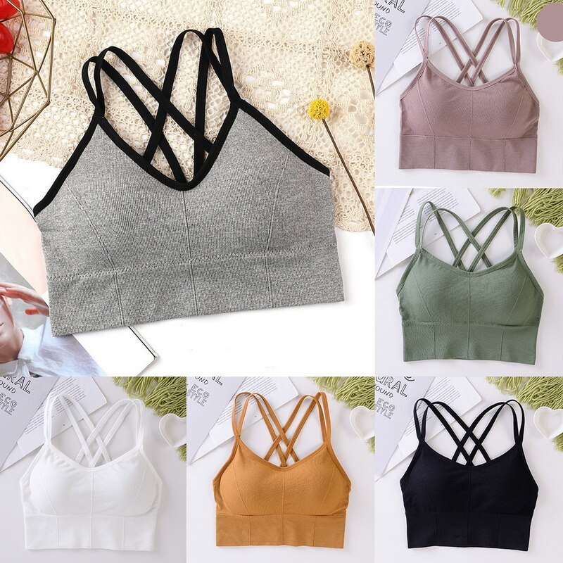 Sujetador deportivo de Yoga para mujer, chaleco acolchado para Fitness, correr, gimnasio, sin aros, transpirable, espalda de belleza,