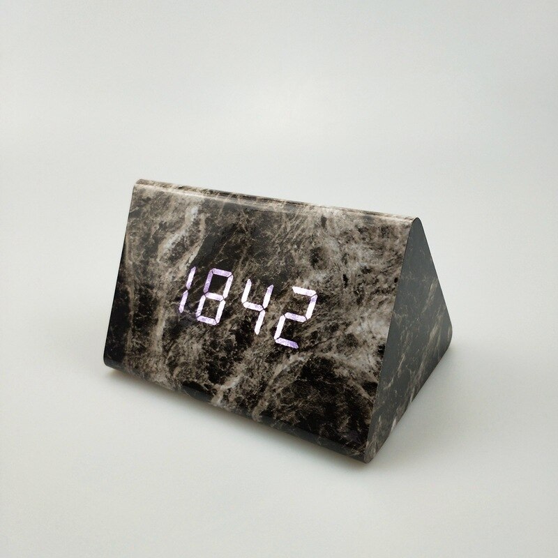 Rechteck Marmor aufbringen Digital Holz LED Temperatur Wecker Holz retro glühen Uhr Schreibtisch Tabelle Dekor Schreibtisch Werkzeuge: L