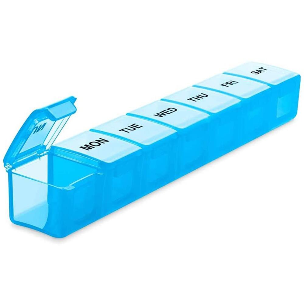 14 galler per vecka pillerfodral 7 dagar medicinask tablett dispenser organisatör piller box splitters plastförvaringsbox med klämlock: 2