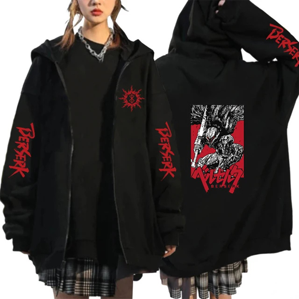 Sudadera con capucha de Anime Berserk japonés, sudaderas con capucha de Manga Guts Eyes, sudadera de manga larga Harajuku, ropa de Hip Hop para niño y niña, abrigo: XXL / Gris