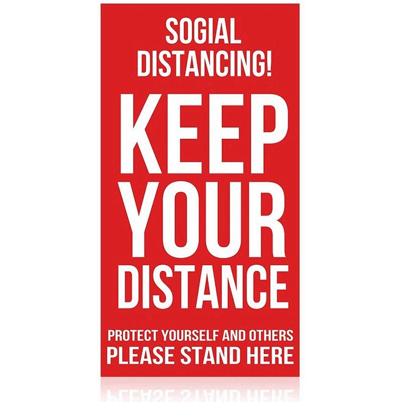 5Pcs/Lot Floor Sticker Social Distance Keep Your Distance Decals Sing Safety Stickers for Supermarket Banks: Default Title