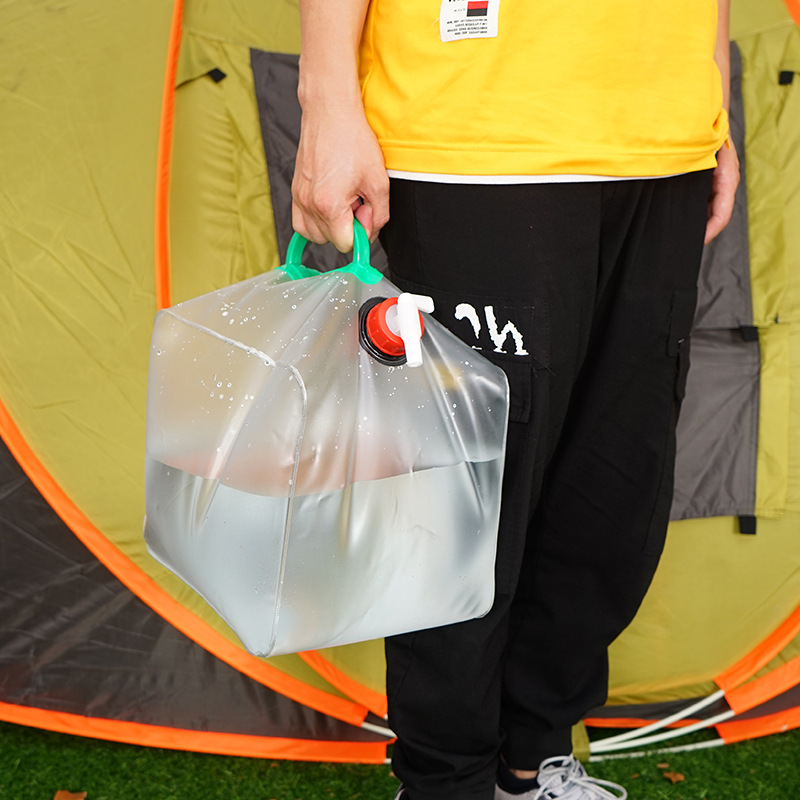 (2pcs) Camping 10L Folding Water Bucket Transparent Plastic Collapsible Water Storage Bag