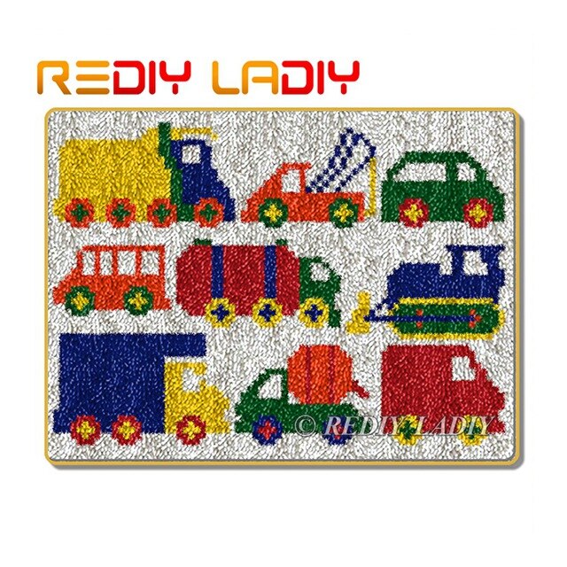 Latch Hook Rug Cars Collection Crocheting Carpet Rug 100% Acrylic Yarn Sofa Cushion Mat DIY Carpet Rug Home Decor Arts & Crafts: ZD288
