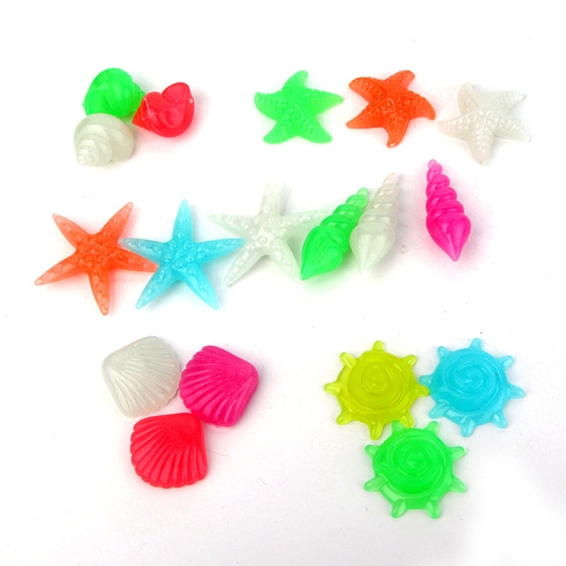 20Stck Leucht Steine glühen in das dunkel Fisch Schwimmbad Steine Muscheln Landschaft Aquarium Dekor Harz Handwerk Ornament Garten Aquarium