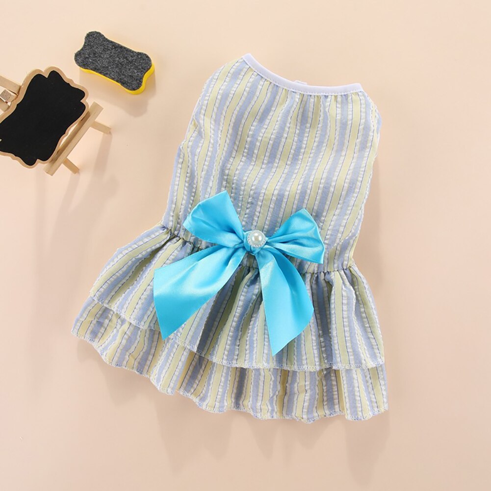 Soft Cute Dog Dress Vertical Stripe Butterfly Pet Dress Comfortable Puppies Cat Princess Dress Party Dog Dress Wedding Pet Dress