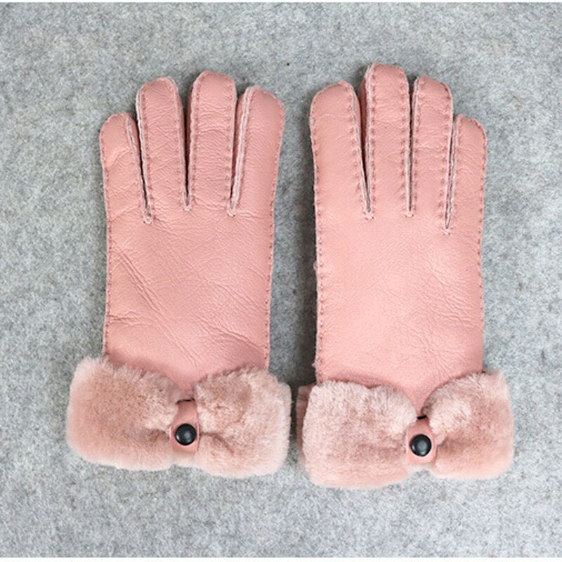 Guantes gruesos de lana y piel de oveja para mujer, manoplas cálidas a la , de rusa, 100% piel de oveja, para invierno