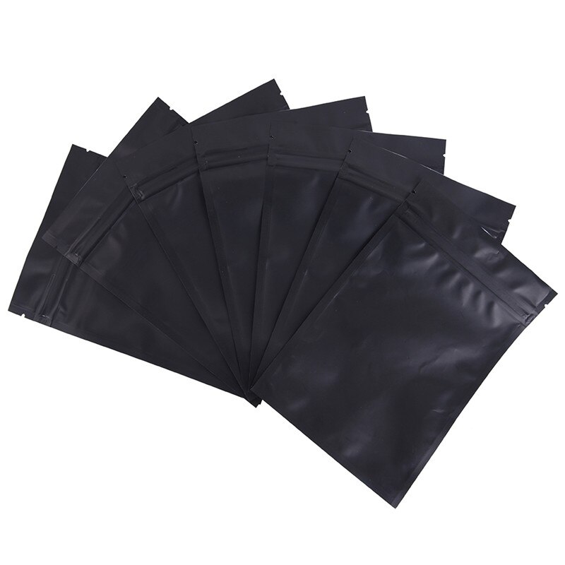 100pcs Heat Seal Zip Lock Package Bags Aluminum Foil Mylar Tear Notch Matte Black Stand Up Bag