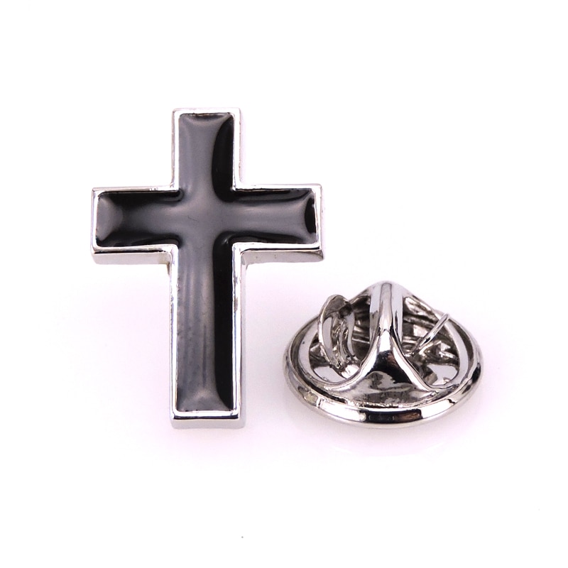 Zwarte Cross Broche Mannen Pak Broche Revers Badge Pin Mannen Wedding Shirt Revers Sieraden pin