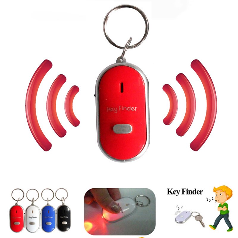 LED Light Torch Remote Sound Control Lost Key Fob Alarm Locator Keychain Whistle Finder Old Age Anti-lost Alarm Locator Track: Red