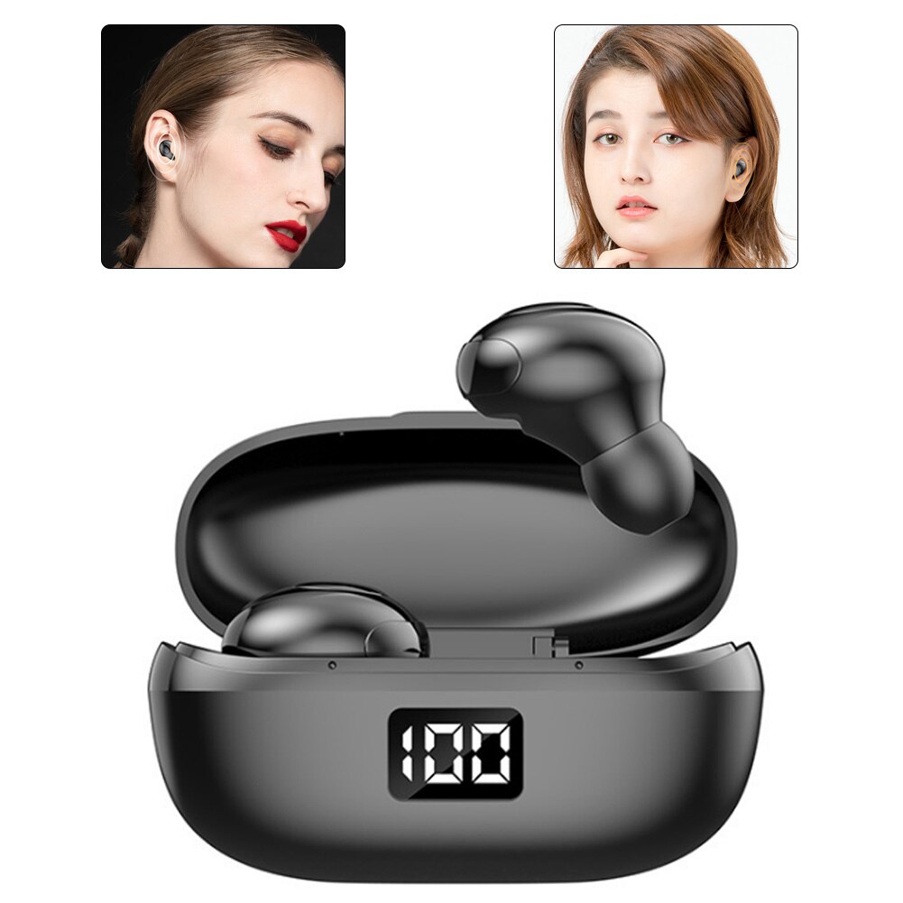 Bluetooth Headset Headset Earbud Bluetooth Earphones Wireless Bluetooth 5.0 Headset Earbuds Noise Cancelling Waterproof Black