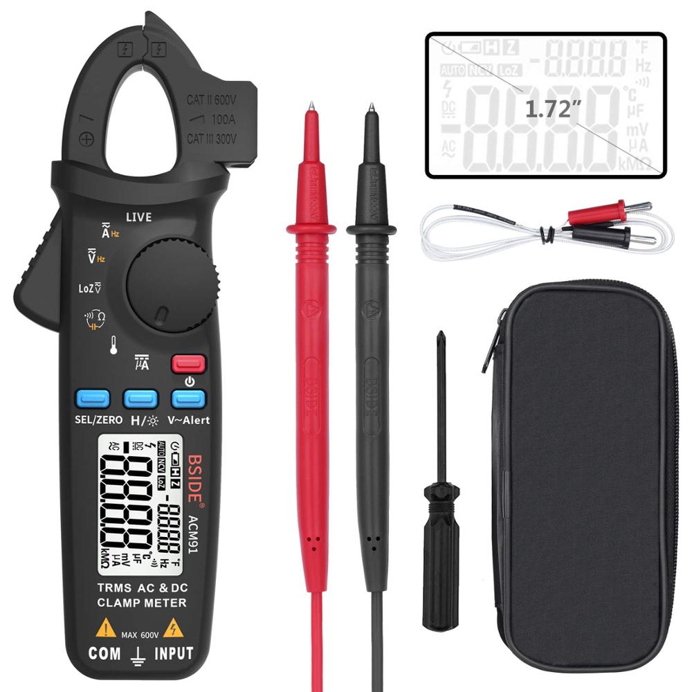 Bside ACM91 AC DC Clamp Meter True RMS Digital Clamp Amperemeter 6000 Zählt Auto Range Multimeter Mit Temperatur Kapazität NCV