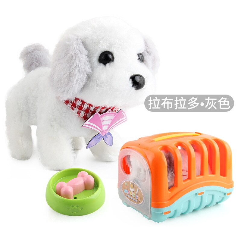 Bonito simulação elétrica cão coelho brinquedos de pelúcia sons andando robô inteligente filhote de cachorro brinquedo elétrico: 06