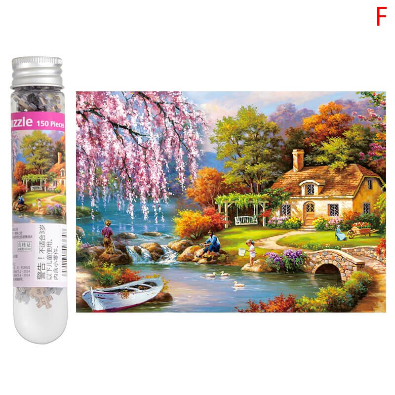 150Pcs Multi-type Landscape Puzzle Game Test Tube Packaging Adults Puzzle Toy: F