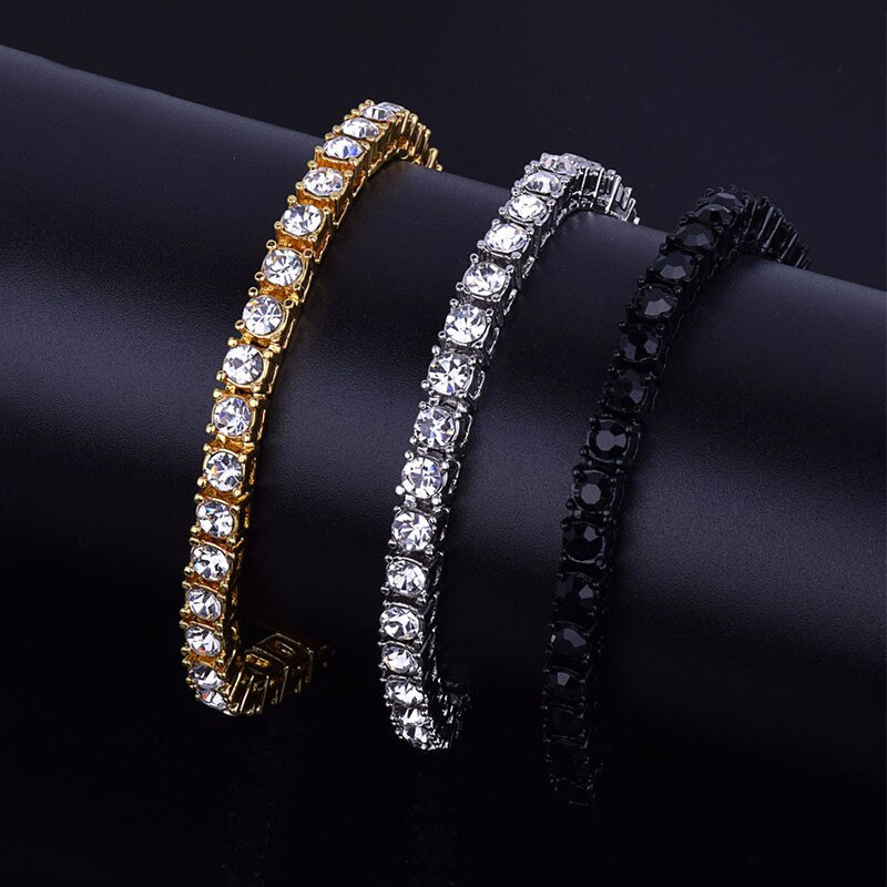 Hüfte hüpfen 1Reihe Rom Bling CZ vereist aus Strass Zirkonia Armbinde Tennis Kette Armbänder Für Frauen Männer Schmuck Weihnachten