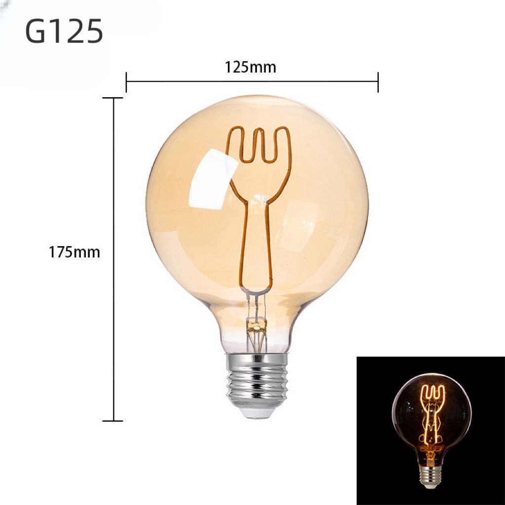 Edison-pære bokstavlys  g125 220v dimbare lamper varm gul 2200k bordpære led-glødelampe styling kjærlighet hjem notat: Gul