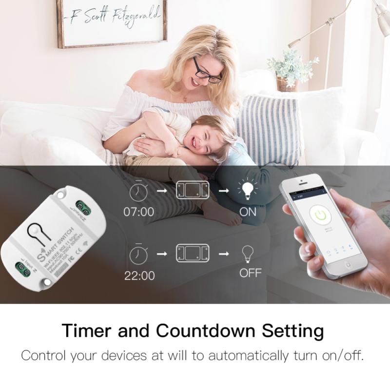 Tuya APP 10A Wifi Smart Switch Timer Wireless Switch Smart Home Automation Accessories Compatible with Alexa Google Home