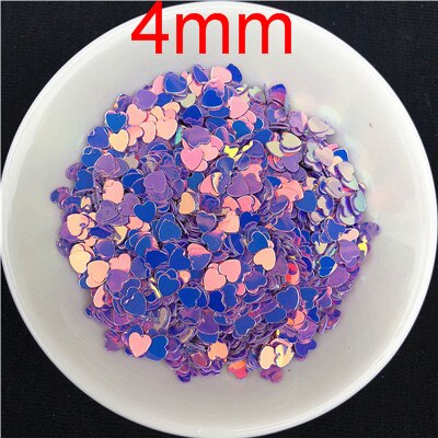 10 G/pak Paarse Kleur Glitter Nail Pailletten Pailetten Multi Maat 3Mm 4Mm 6Mm Hart Vorm Losse Sequin voor Nail Art, meisje: 4mm Heart 10g