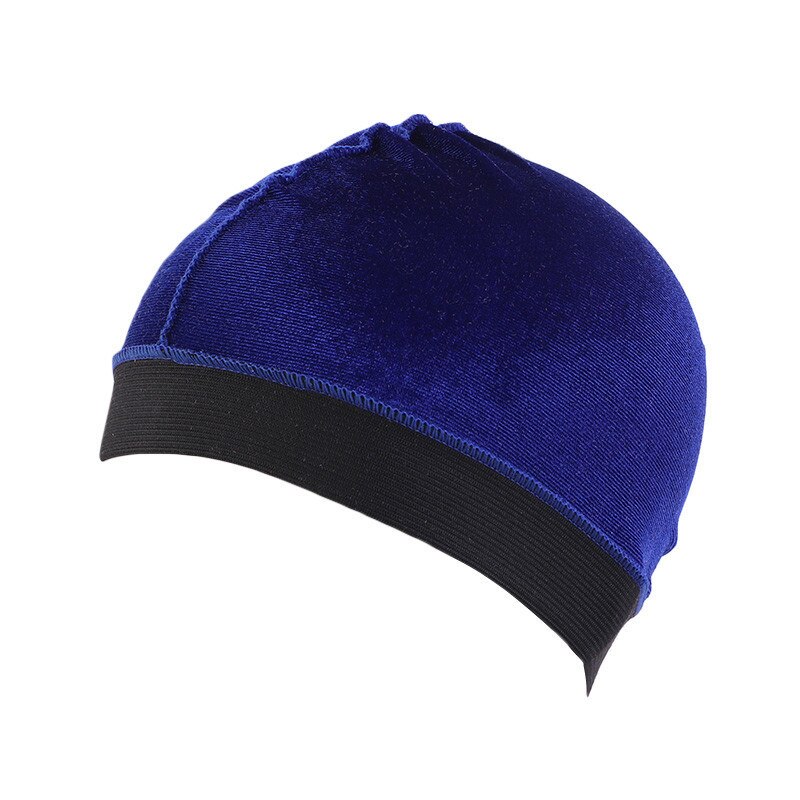 Unisex Velvet Wave Caps Satin Breathable Turban Hat Men Hip Hop Durags 1pcs: Blue