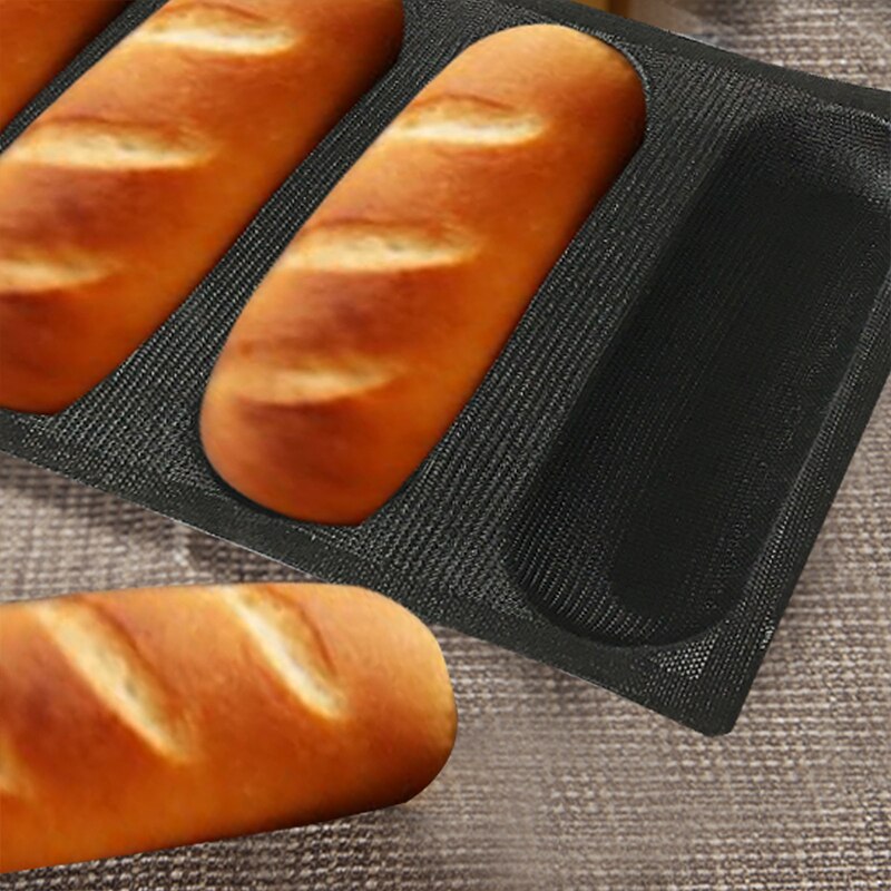 9" 4 channels Sub rollsilicone perforated Bread Baking Forms bread baking tray woven glass fabric bread mold