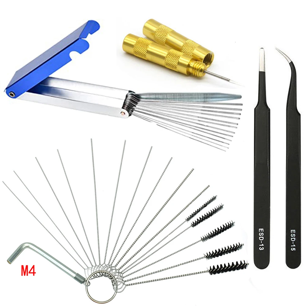 Airbrush Reiniger Set Vergaser Carbon Dirt Jet Entfernen Reinigungsnadeln Bürsten Reinigungswerkzeuge für Automobil Motorrad Schläuche: Lila