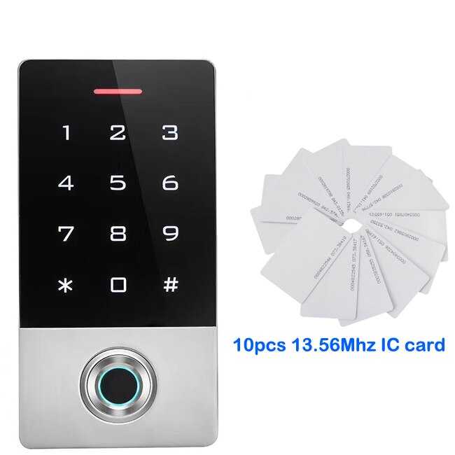 Standalone Door Lock IP68 Waterproof Fingerprint Access Control Fingerprint RFID Card Reader Door Entry Keypad 10000 user: 13.56Mhz IC Version