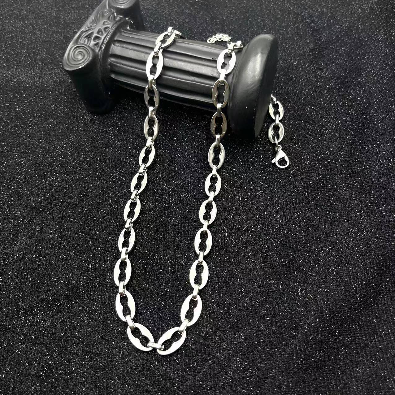 Stainless Steel Chains Hand made Link Necklaces Silver Color Jewelry Never Rub Off Choker: a5