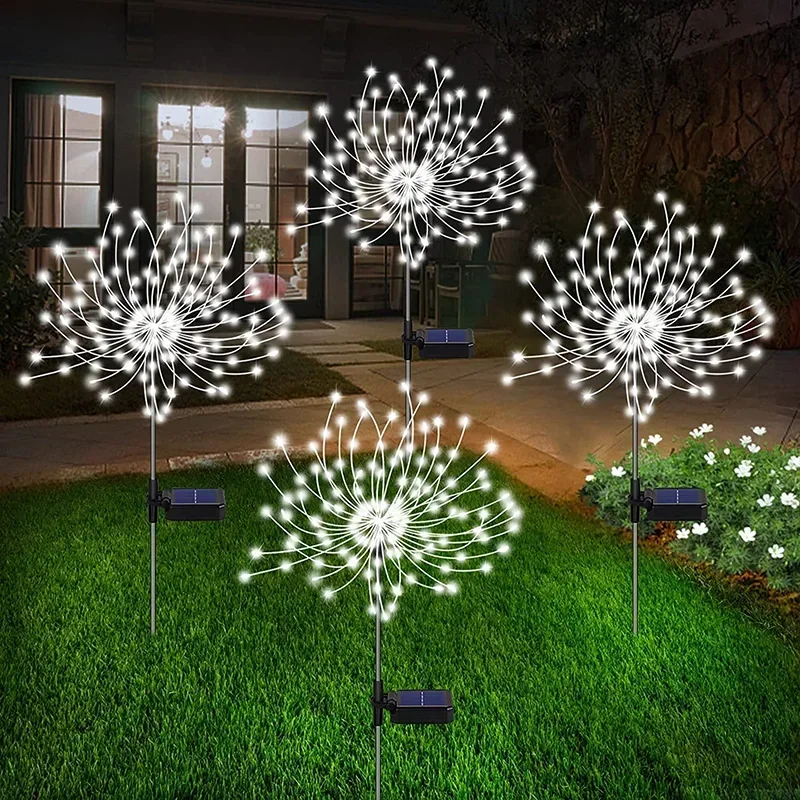 Luz LED Solar de fuegos artificiales, decoración de jardín al aire libre, camino de césped, luz para Patio, , Navidad, boda: orange